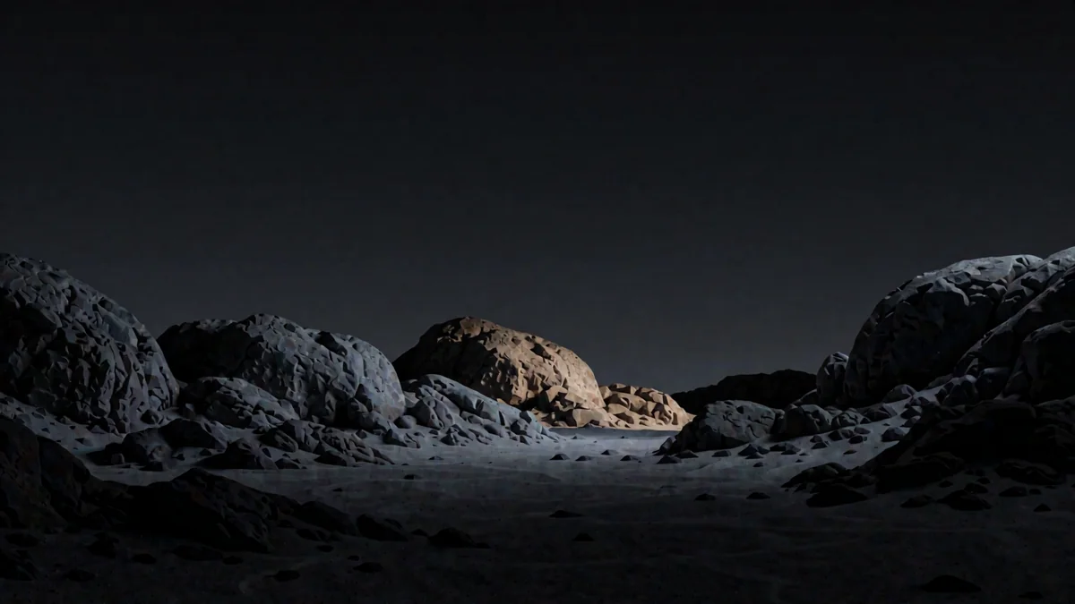 Formaciones rocosas de un valle desértico bajo la luna